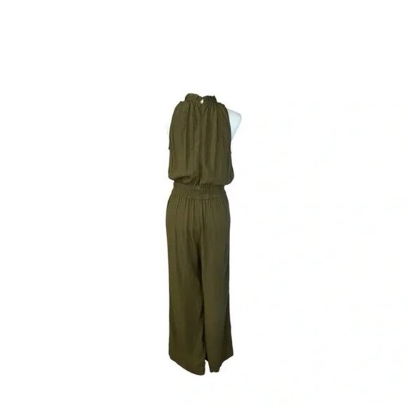 CHELSEA 28 - Sleveless Olive Green Wide Leg Crop Jumpsuit - Picture 5 of 6